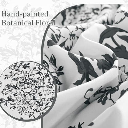 8 Pieces Floral Comforter Set King Size Black Gray Bed in a Bag Bedding