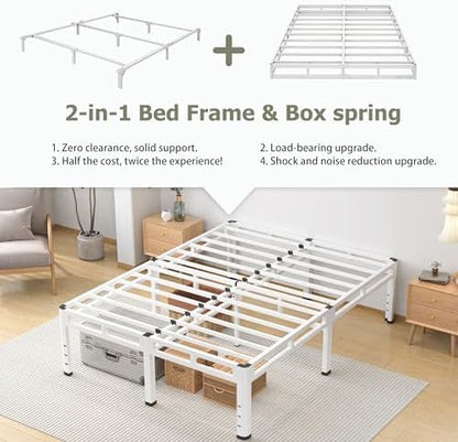 NKZ 2-in-1 Queen Size Metal Platform Bed Frame, 20 Inch Heavy Duty Bed Base