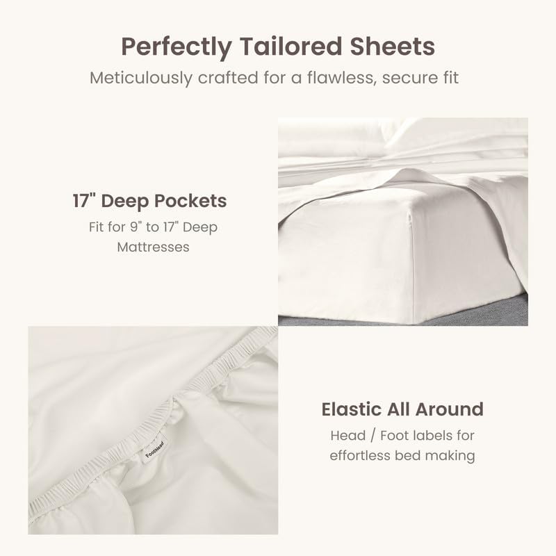Bioweaves 100% Organic Cotton 1 Fitted Sheet Queen Size Only | 300 Thread Count Sateen Weave GOTS Certified with Deep Pocket - Cream