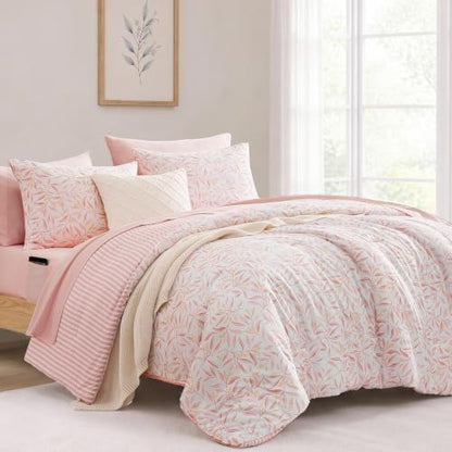 Monbix Queen Comforter Set-7 Pieces Floral Bed in a Bag Queen Bedding Sets