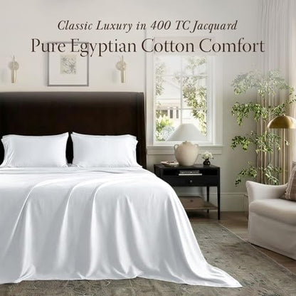 Threadmill 400 Thread Count Egyptian Cotton Queen Sheet Set, Sateen, White