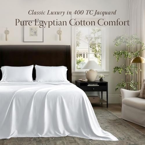 Threadmill 400 Thread Count Egyptian Cotton Twin Sheet Set, Sateen, White