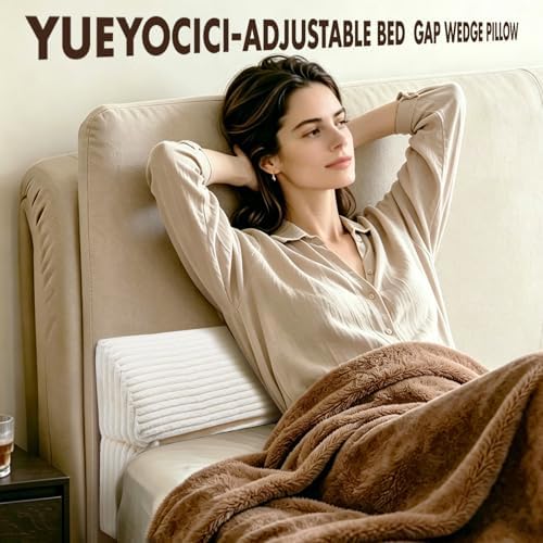 Wedge Shaped Pillow headboard Suitable for Bed Seams, Foldable Bed Wedge Pillow, Bed Gap Filler King Size Fill The Gap (0-12"), Mattress Gap Filler Long Pillow Between Headboard(Beige, 54")