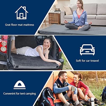 CYMULA Memory Foam Camping Mattress Pad, Sleeping Mat, Portable Roll Up Mattress for Adults, Camping Bed Pads for Sleepover, Car Bed with Travel Bag
