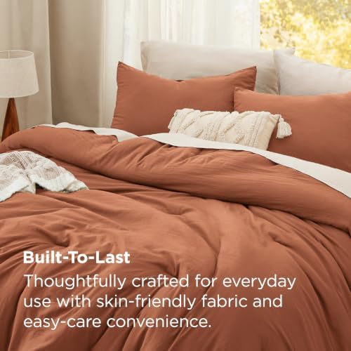 Bedsure King Comforter Set Prewashed Soft Bedding Set 3Pcs Orange 104"x90"