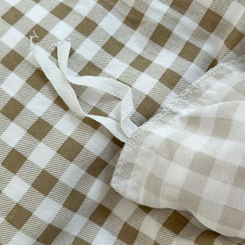 NSNLGSGC Tan Gingham Ruffle Queen Duvet Cover