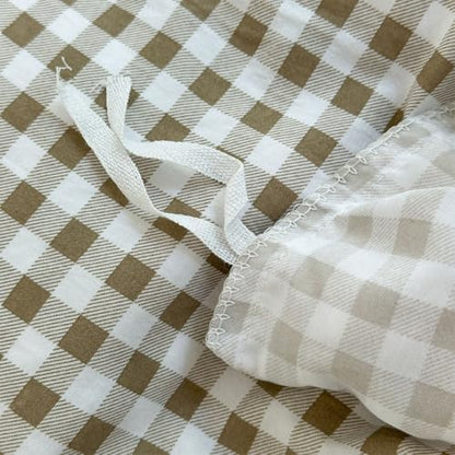 NSNLGSGC Tan Gingham Ruffle King Duvet Cover