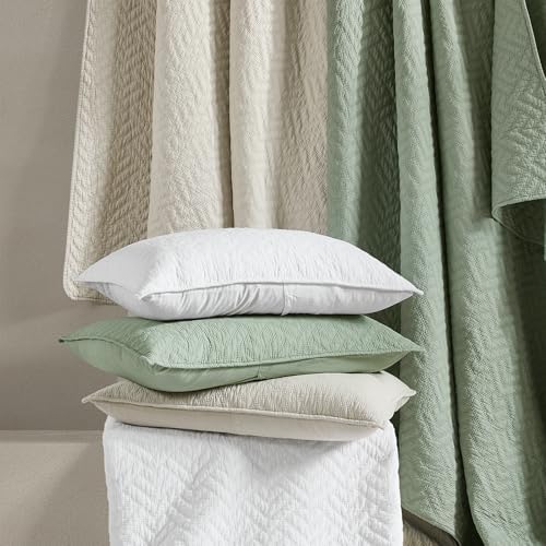 palassio White 100% Cotton Quilt King Size Bedding Sets with 2 Pillow Shams, Lightweight Textured Farmhouse Country Bedspread Soft Shabby Chic Patterned Coverlet for All Season, 3 Pieces