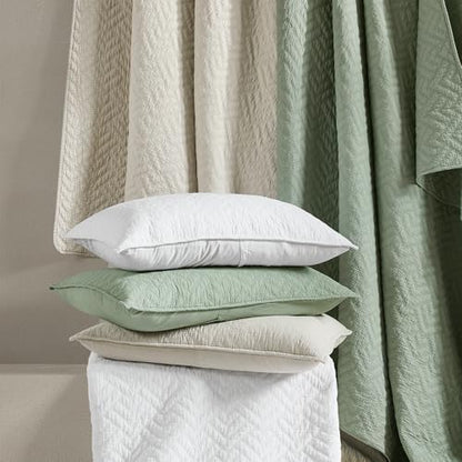 palassio White 100% Cotton Quilt King Size Bedding Sets with 2 Pillow Shams, Lightweight Textured Farmhouse Country Bedspread Soft Shabby Chic Patterned Coverlet for All Season, 3 Pieces