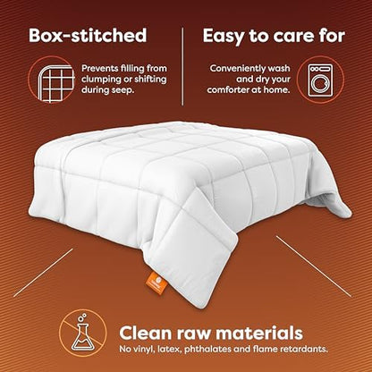 HOSPITOLOGY PRODUCTS Reversible Blue / Gray Comforter Full Hypoallergenic Duvet Insert Microfiber All Season Goose Down Alternative Quilted - Corner Loops - Box Stitched - Washable - 82" W x 86" L