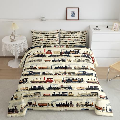 Feelyou Kids Vintage Train Comforter Set Full Size Boys Girls