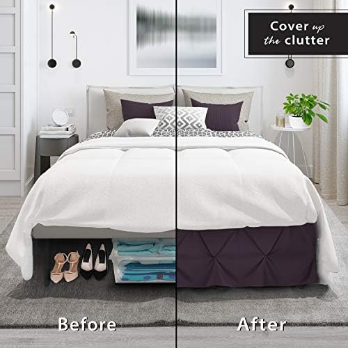 Nestl Purple Bed Skirt Cal King Size, Pinch Pleat Cal King Bed Skirt, 14" Inch Drop Cal King Bedskirt, Hotel Quality Purple Bed Skirts, Microfiber Bedskirt for Cal King Bed, Purple Cal King Bed Skirt