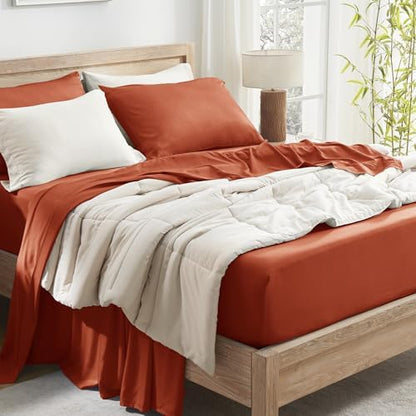 Andency Orange King Sheets Set 100% Viscose Derived from Bamboo