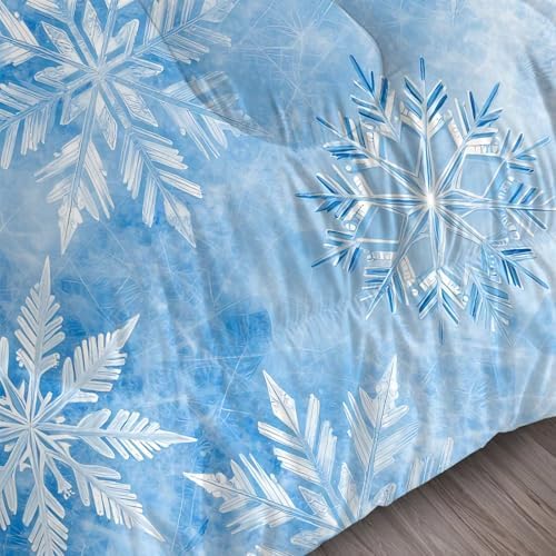 Blue Snowflake Bedding Full/Queen Ice Crystal Comforter for Girls