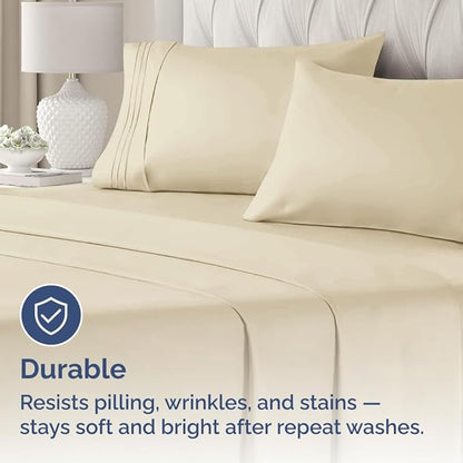 King Standard Pillow Cases Set of 2 - Ultra-Soft Hotel Quality Pillowcase Covers - Comfy, Cozy & Fade Free - Wrinkle Resistant - Machine Washable Pillow Protectors - 2 Piece Set - King Standard Cream