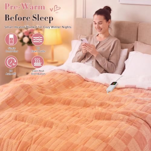 Pink Electric Blanket Heated Twin 62"X84", Heating Blanket Twin, Diagonal