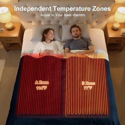 Queen Size Heated Blanket - Dual Control Electric Blanket Queen