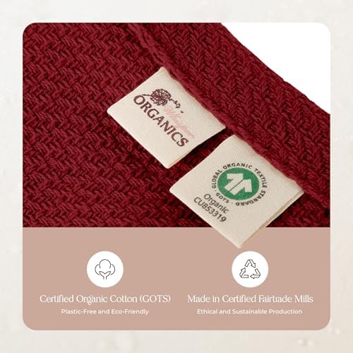 100% Organic Cotton Blanket - GOTS & Fairtrade Certified Organic Cotton Throw Blanket for Bed with a Heavy & Breathable Single Knit Weave - Great as Bedspread or Coverlet (Burgundy, Twin)
