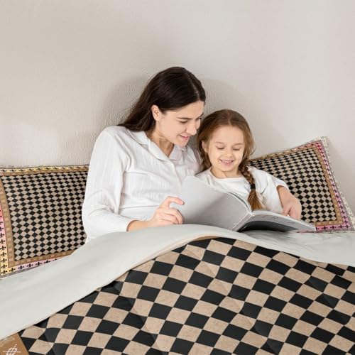 jejeloiu Geometric Checkerboard Comforter Set Bedding Set Full Size 3 Pcs