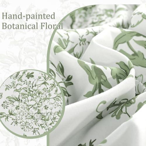 WONGS BEDDING 8 Pieces King Size Comforter Set Green,Sage Green Floral Bed in a Bag Comforter Sets, Soft Reversible Botanical Flowers Bedding Sets for All Season (90"x104")