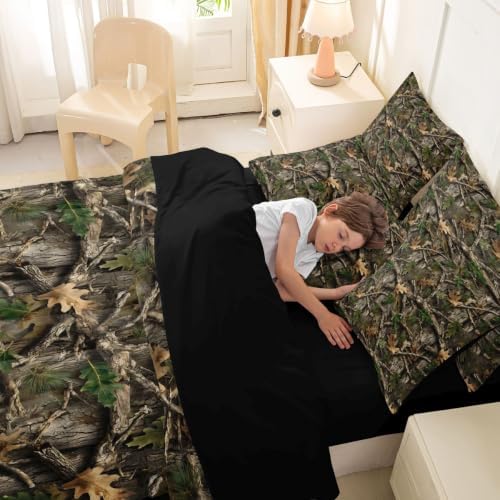 Erosebridal Camouflage Twin Comforter Set with Sheets 7 Piece Hunting Camo Bed in A Bag Vintage Woodland Bedding Sets for Kids Country Farmhouse Cabin Bed Set