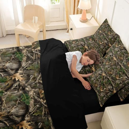 Erosebridal Camouflage Queen Comforter Set with Sheets 7 Piece Hunting Camo Bed in A Bag Vintage Woodland Bedding Sets for Kids Adults Country Farmhouse Cabin Bed Set