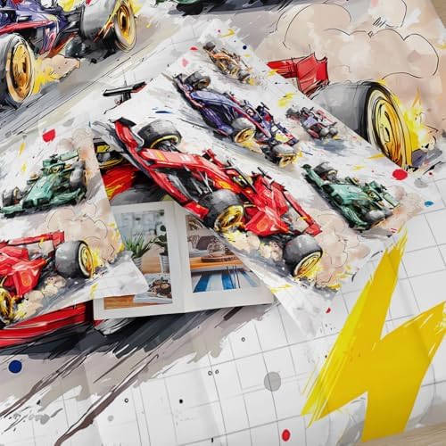 Race Car Comforter Twin Size,Race Car Kids Comforter Set,3Pcs Bedding Set Printed Comforter with 2 Pillowcases,Down Alternative,Soft and Lightweight,for All Seasons