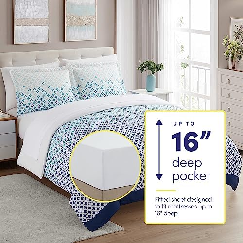 Sweet Home Collection 5 Piece Comforter Set Bag Solid Color All Season Soft Down Alternative Blanket & Luxurious Microfiber Bed Sheets, Genova, Twin