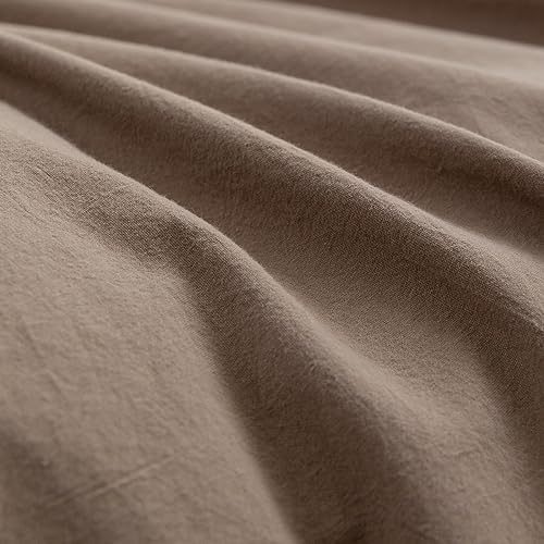 BESTOUCH Cotton Solid Duvet Cover Set Pine Bark Brown California King