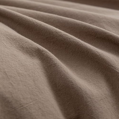 BESTOUCH Cotton Solid Duvet Cover Set Pine Bark Brown California King