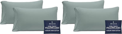 Cooling Pillowcases for Hot Sleepers, Queen Size, Silky Soft, Aqua Gray (4 Pieces)