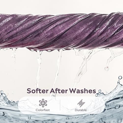 JELLYMONI 100% Washed Cotton Purple Duvet Cover Cal King, Linen-Like