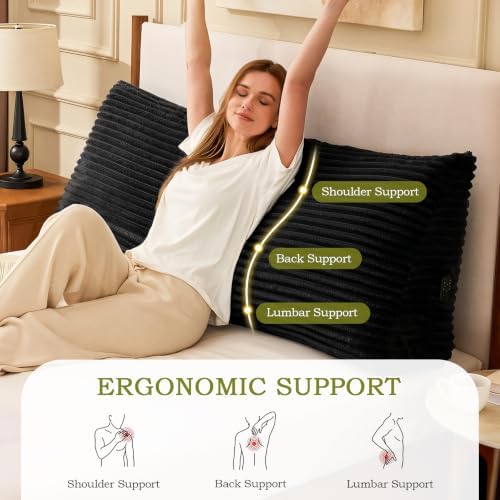 Headboard Pillow Queen, Headboard Wedge Pillow, Black
