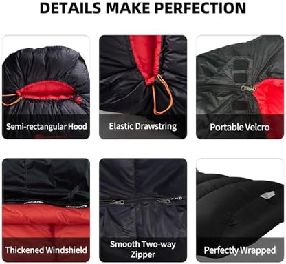 Down Sleeping Bag for Adults, 620 Fill Power Backpacking