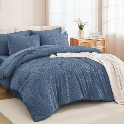 Andency King Size Comforter Set, Ocean Blue, 7 Pieces