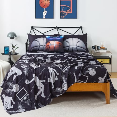 ADASMILE A & S Basketball Bedding Full Size for Boys 6 Pcs Sports Comforter