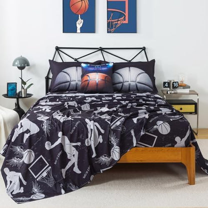 ADASMILE A & S Basketball Bedding Full Size for Boys 6 Pcs Sports Comforter