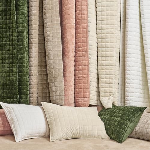 RECYCO Channel Box Stitch Velvet Quilt Set, Twin/Twin XL Size, Urban Taupe