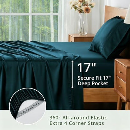 Bamboo Viscose Sheet Set Twin Size, Cooling Sheets Bed Set 3pcs