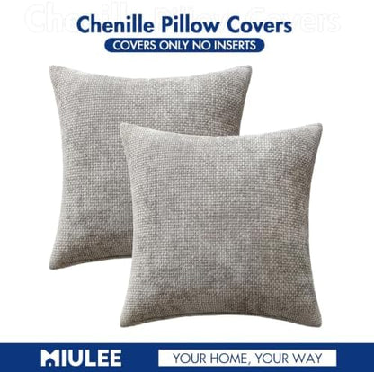 MIULEE Decorative Light Gray Euro Sham Pillow Covers 24x24 Inch 2 Pack