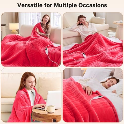 Heated Electric Blanket Size, Soft Heating Blanket,72" x 84", Peach