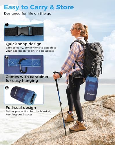 KingCamp Ultralight Camping Blanket, Wearable Packable Blanket 79x57 Forest