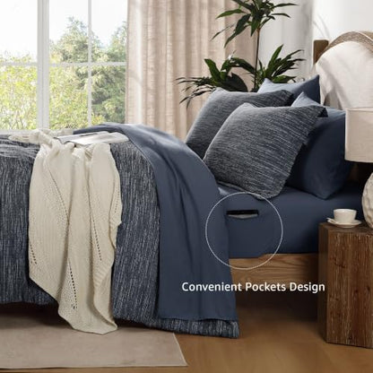 MaiRêve Queen Comforter Set Chenille Textured 7 Pieces Bed in a Bag