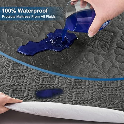 Sufdari Twin Waterproof Mattress Protector, Waterproof Mattress Cover,Breathable & Noiseless Mattress Pad, Waterproof Quilted Fitted Sheet Fits Up to 8-18" Deep Pocket