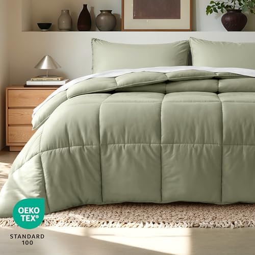 Bare Home Comforter Set - 1800 Ultra Soft (King, Sage)