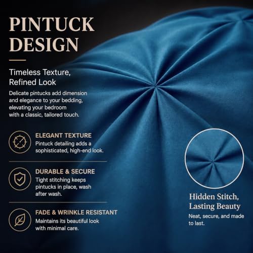 CozyLux Full Size Comforter Sets Teal, 7 Pieces Pintuck Bed in a Bag