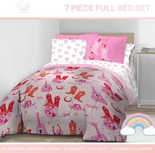 Trend Collector Cowgirl Full Comforter Set 7 Piece Kids Bedding, Pink