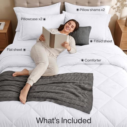 Utopia Bedding Queen Comforter Set, Bed in a Bag 7 Piece, White