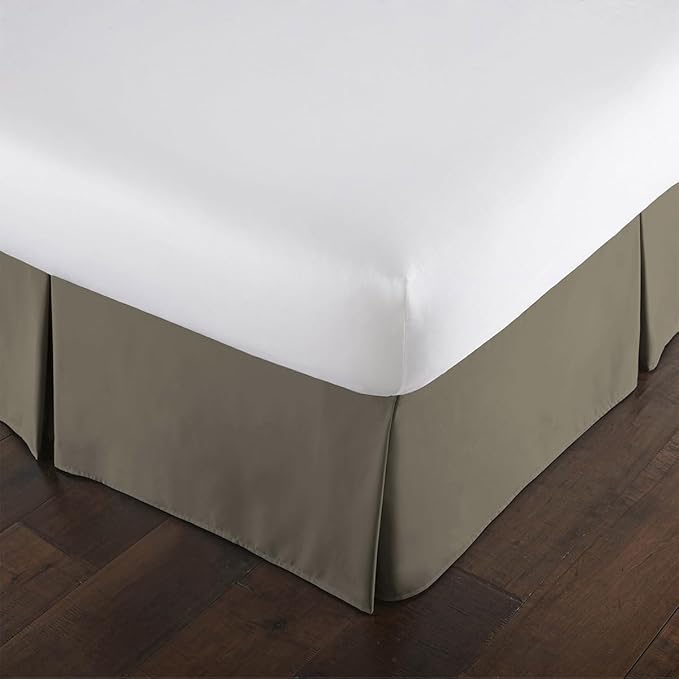 Southshore Fine Living, Inc. Hotel Quality Queen Bed Skirt 14 Inch Drop - Pleated Dust Ruffle for Bed Skirting Queen Size - Pet Hair Resistant, to Hide Box Springs and Under Storage - Dark Taupe