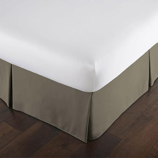 Southshore Fine Living, Inc. Hotel Quality Full Bed Skirt - 14" Drop, Elegant Pleated Design, Premium Dust Ruffle/Full Size Bed Skirt, Easy Care, Luxury Bed Skirt Full Size, Dark Taupe